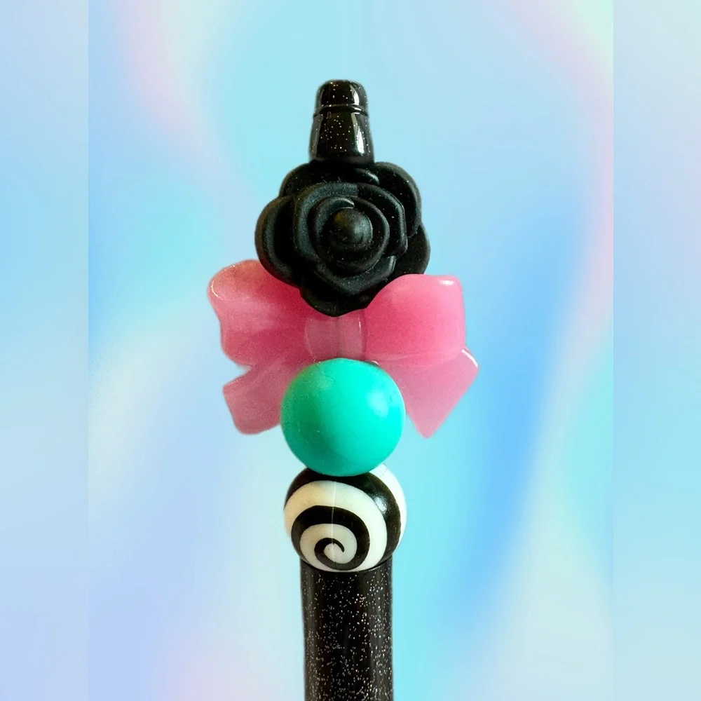 Emo Black Rose - Custom Colorful Ink Pen